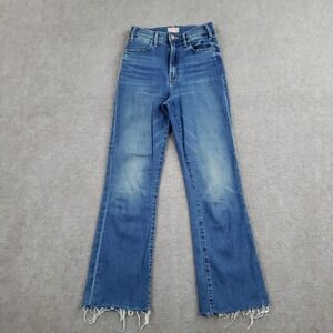 Mother Jeans Womens 24 (24x26) Blue The Hustler Ankle Fray High Rise Slim Crop